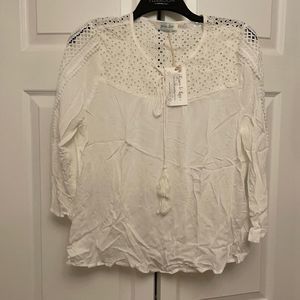 Grace & lace eyelet top with and tie NWT